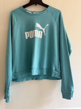 Puma Aqua Blue Pullover Sweatshirt with White Logo